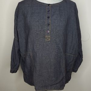 Eileen Fisher Womens 100% Linen Chambray Tunic XS